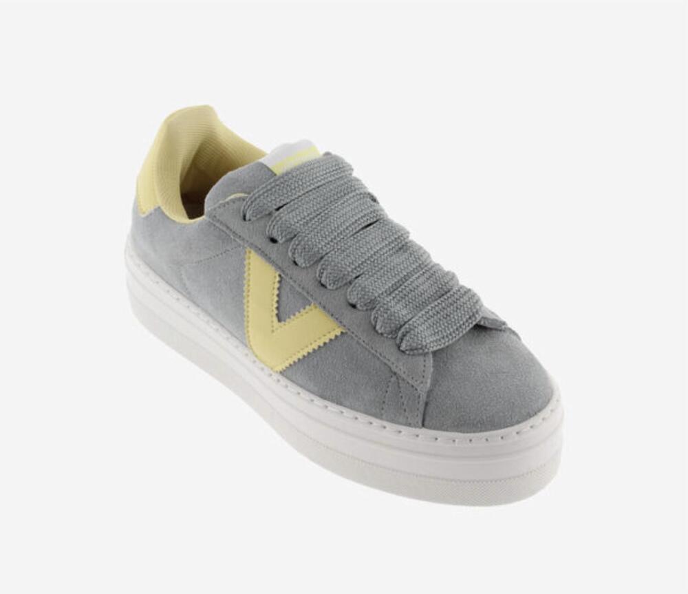 NEW VICTORIA women's barcelona platform sneakers in grey/yellow